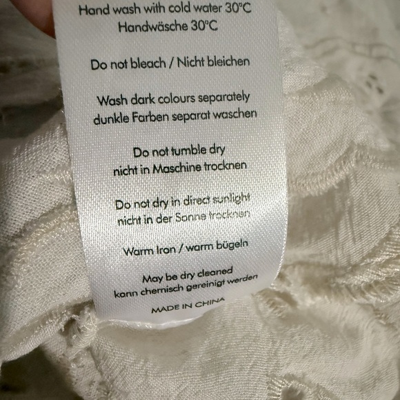 WRAP London Linen Tunic Blouse Women’s L Boho Embroidered Floral Cream Summer - Picture 10 of 10